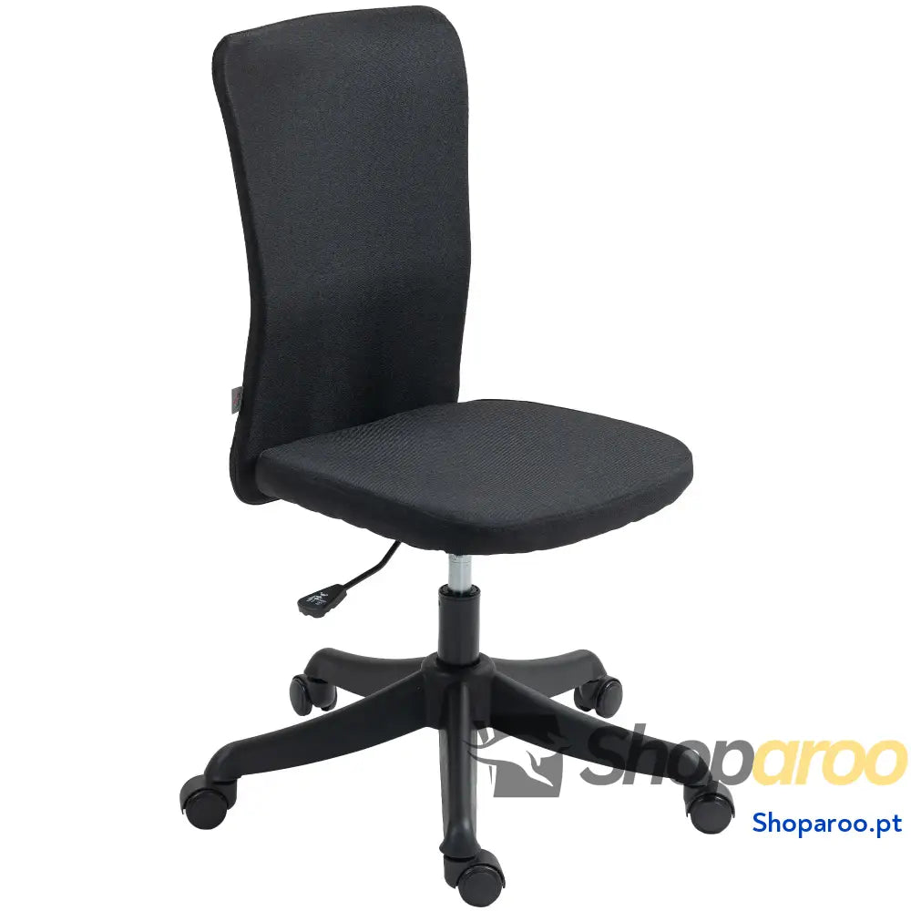 Cadeira de Escritório sem Apoio para os Braços Estofada em Linho Sintético com Altura Ajustável 53x43x85-93 cm Preto