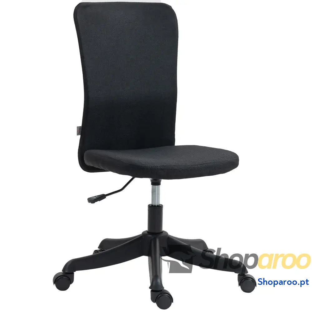 Cadeira de Escritório sem Apoio para os Braços Estofada em Linho Sintético com Altura Ajustável 53x43x85-93 cm Preto