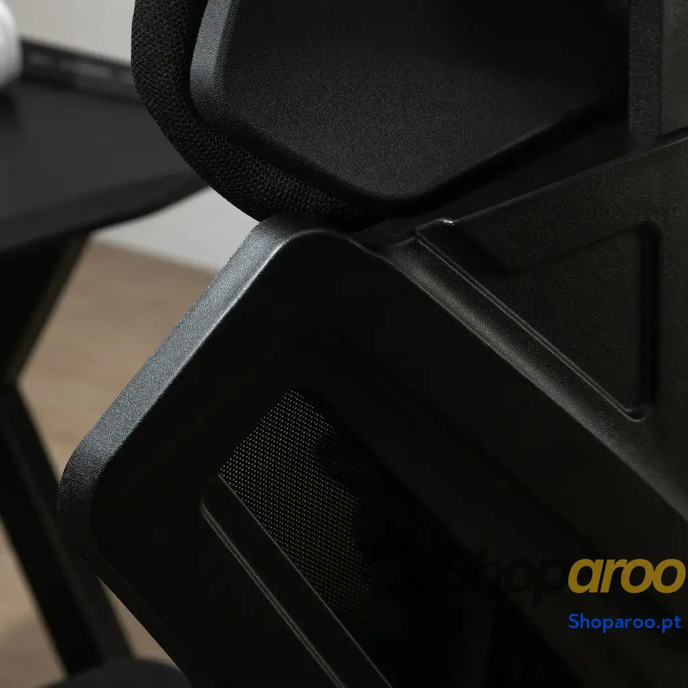 Cadeira de Gaming com Apoio para os Pés Retrátil Escritório Reclinável a Cabeça e Altura Ajustável 65x65x119-129cm Preto