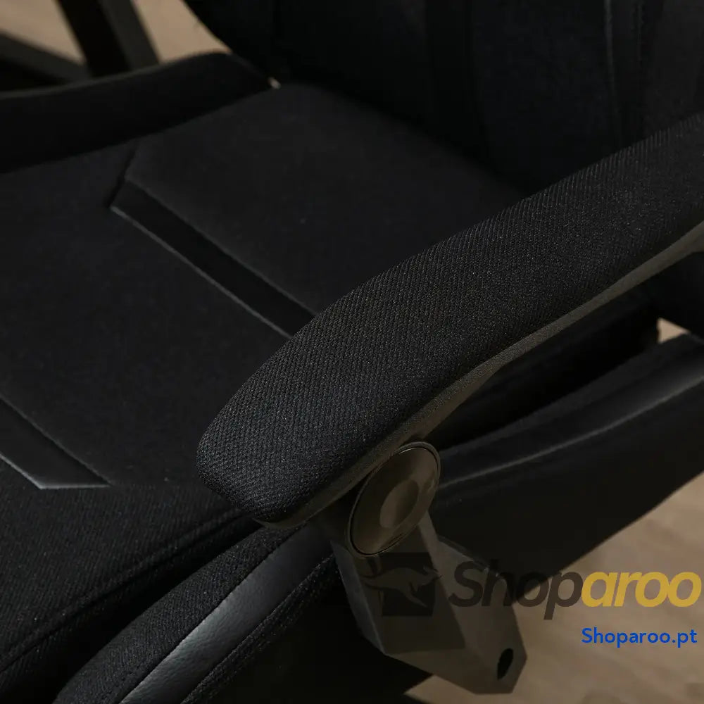 Cadeira de Gaming com Apoio para os Pés Retrátil Escritório Reclinável a Cabeça e Altura Ajustável 65x65x119-129cm Preto