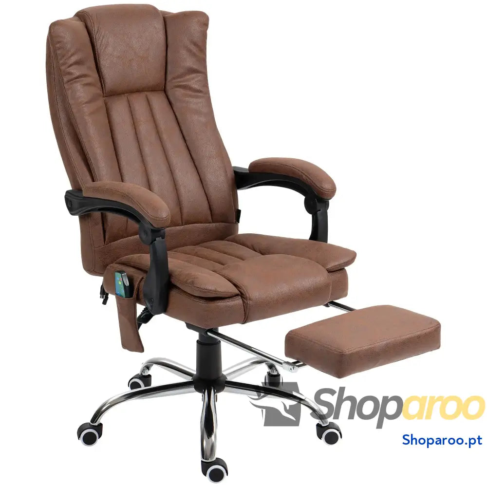 Cadeira de Massagem com 6 Pontos Função Aquecimento Apoio para Pés e comando à distância castanha