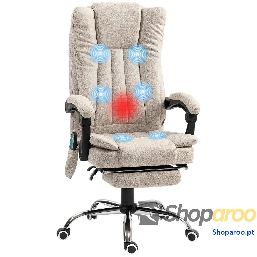 Cadeira de Massagem com 6 Pontos Função Aquecimento Apoio para Pés e comando à distância castanha
