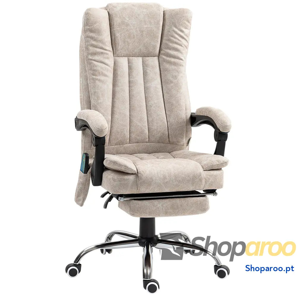 Cadeira de Massagem com 6 Pontos Função Aquecimento Apoio para Pés e comando à distância castanha