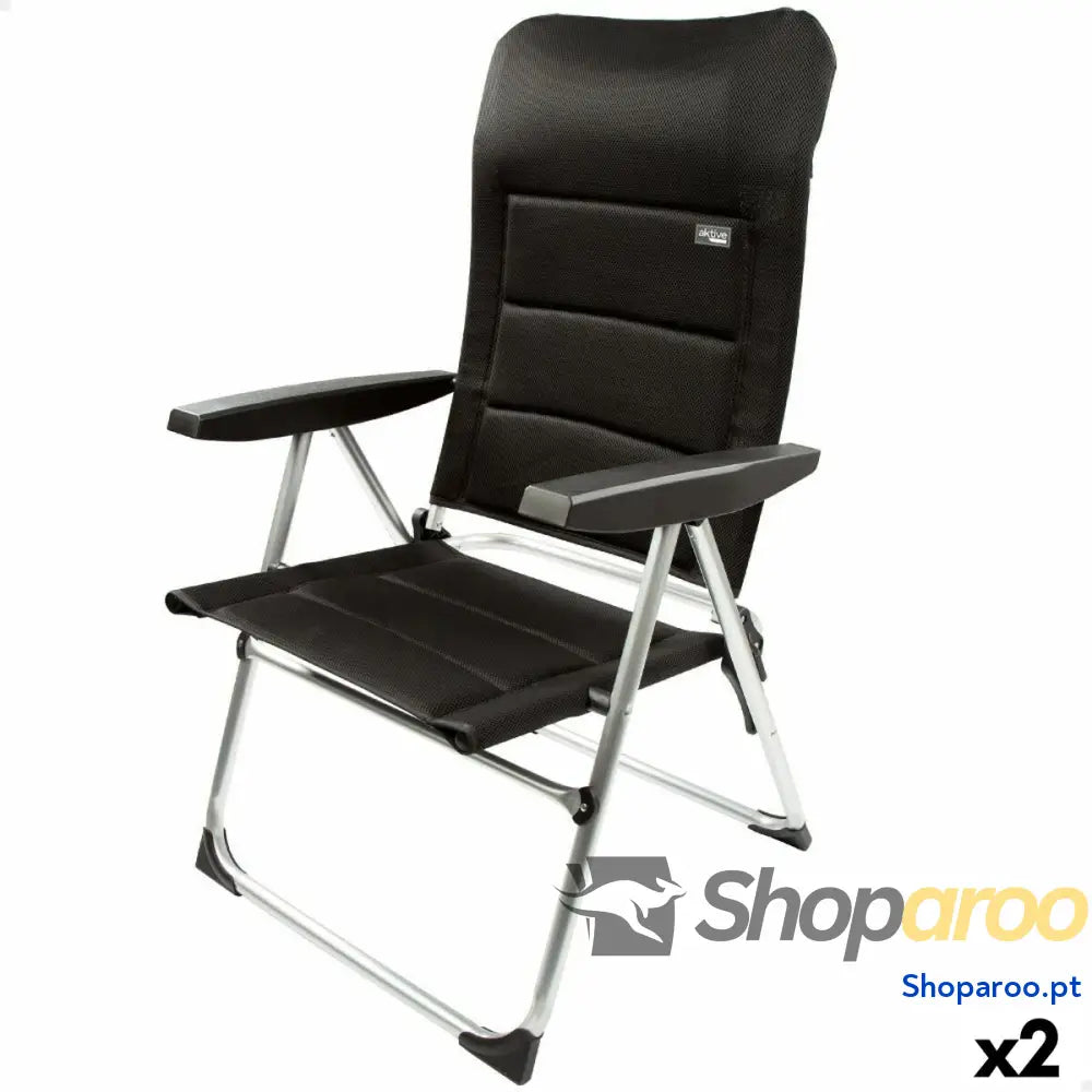 Cadeira de Praia Aktive Deluxe Dobrável Preto 49 x 105 x 59 cm (2 Unidades)