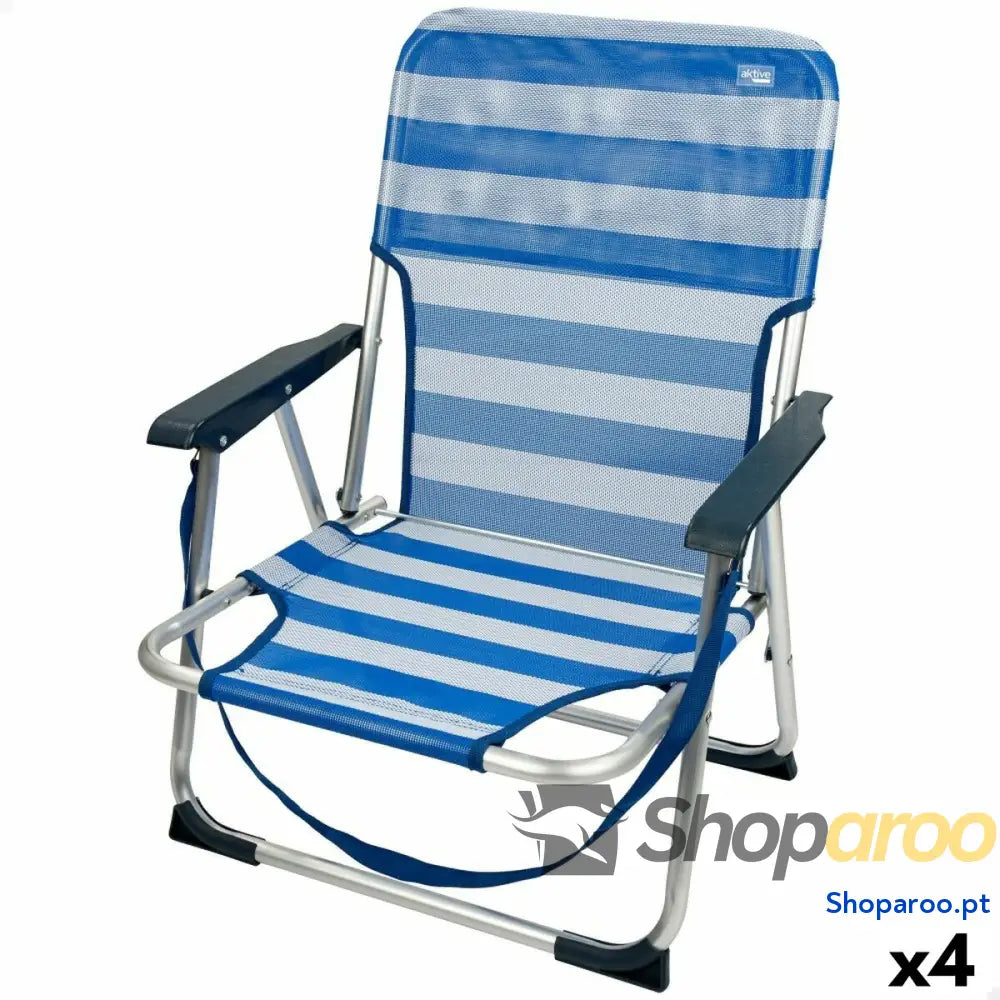 Cadeira de Praia Aktive Dobrável Azul 44 x 72 x 35 cm (4 Unidades)
