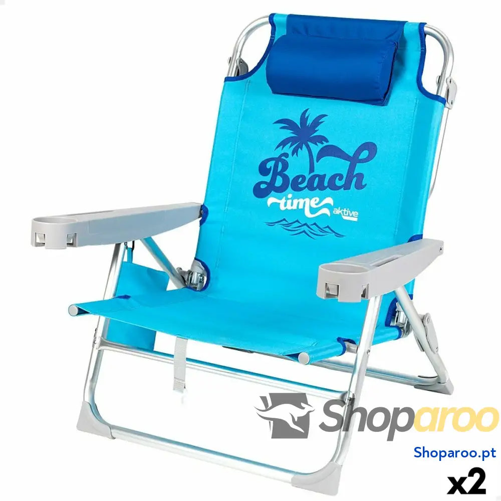 Cadeira de Praia Aktive Dobrável Azul 53 x 80 x 58 cm (2 Unidades)