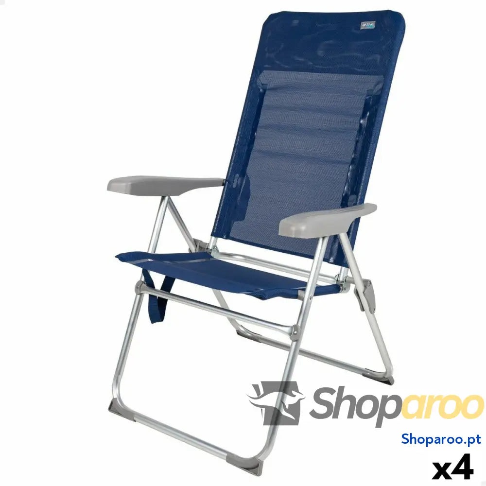Cadeira de Praia Aktive Slim Dobrável Azul Marinho 47 x 107 x 66 cm (4 Unidades)