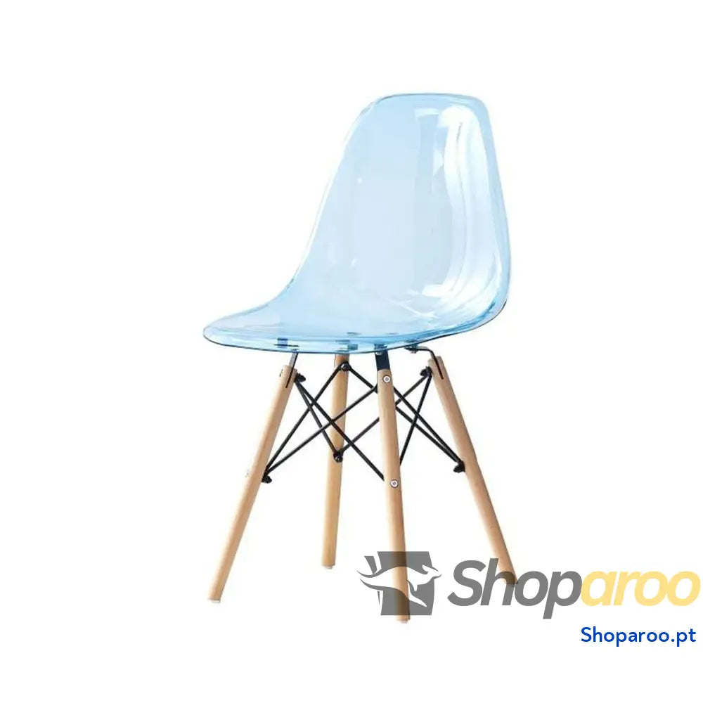 Cadeira de Sala Jantar DKD Home Decor Natural Azul PVC Bétula (50 x 46 83,5 cm)