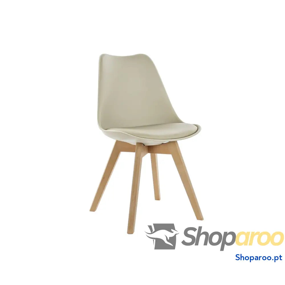 Cadeira DKD Home Decor Bege Natural Espuma Polipropileno madeira de faia Poliuretano 48 x 54 82 cm 55 83