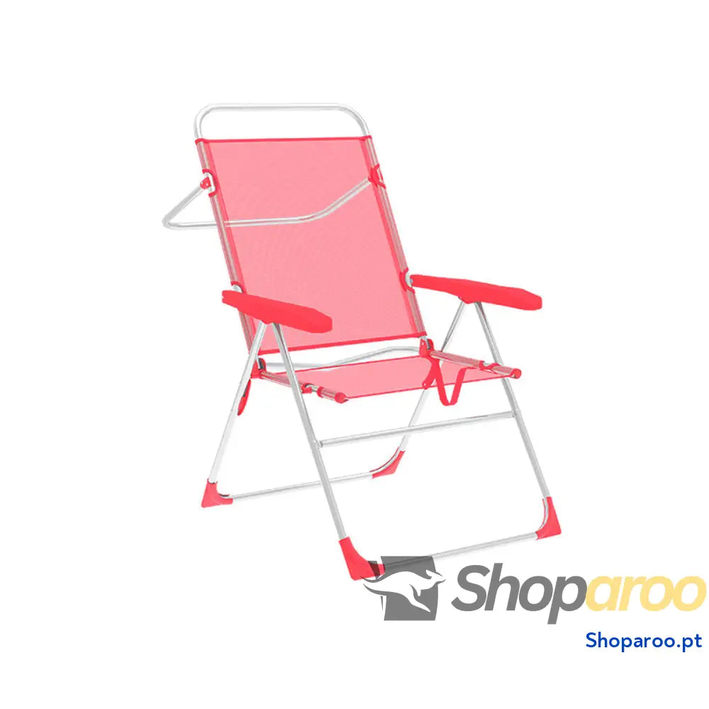 Cadeira Dobrável Marbueno 5 Posições Alumínio Coral Praia e Piscina 56X61X97 cm 10359