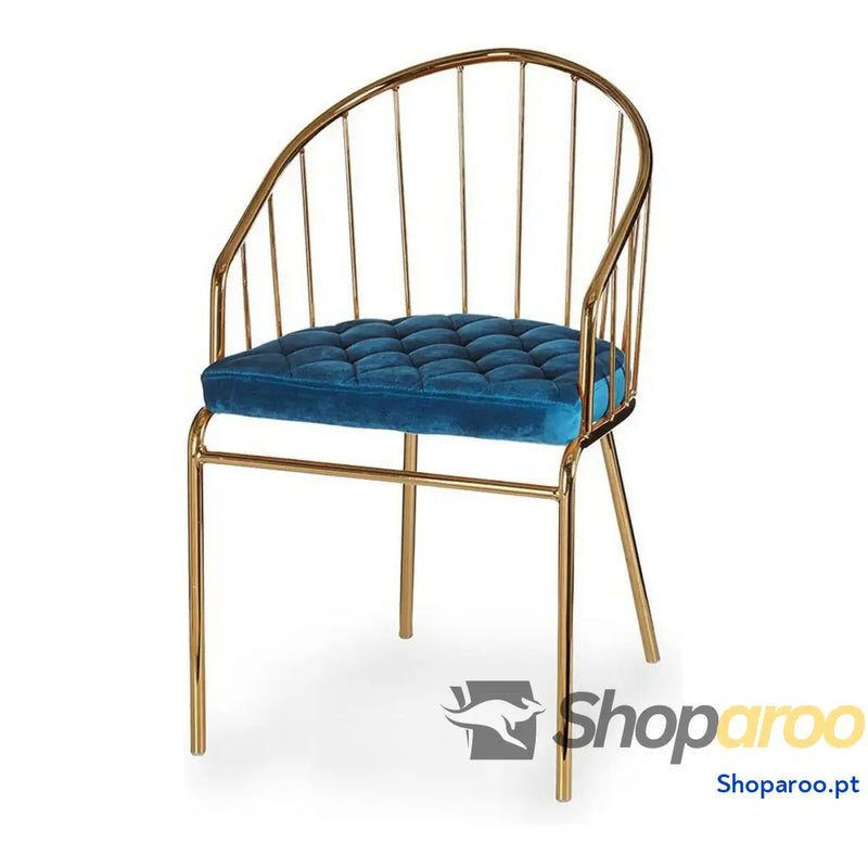 Cadeira Dourado Azul Barras 51 x 81 52 cm