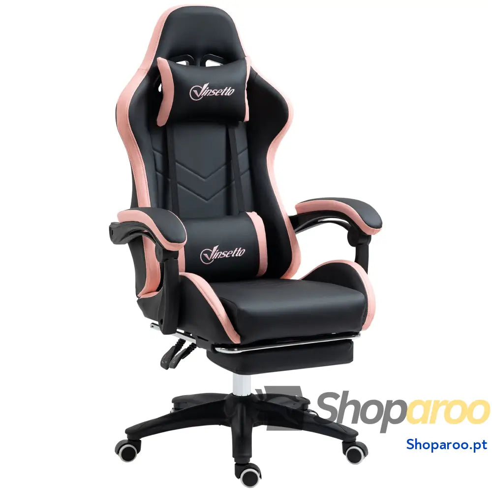 Cadeira Gaming de Couro PU com Altura Ajustável Reclinável 135° e Apoio para os Pés Retrátil 65x65x121-129 cm Branco
