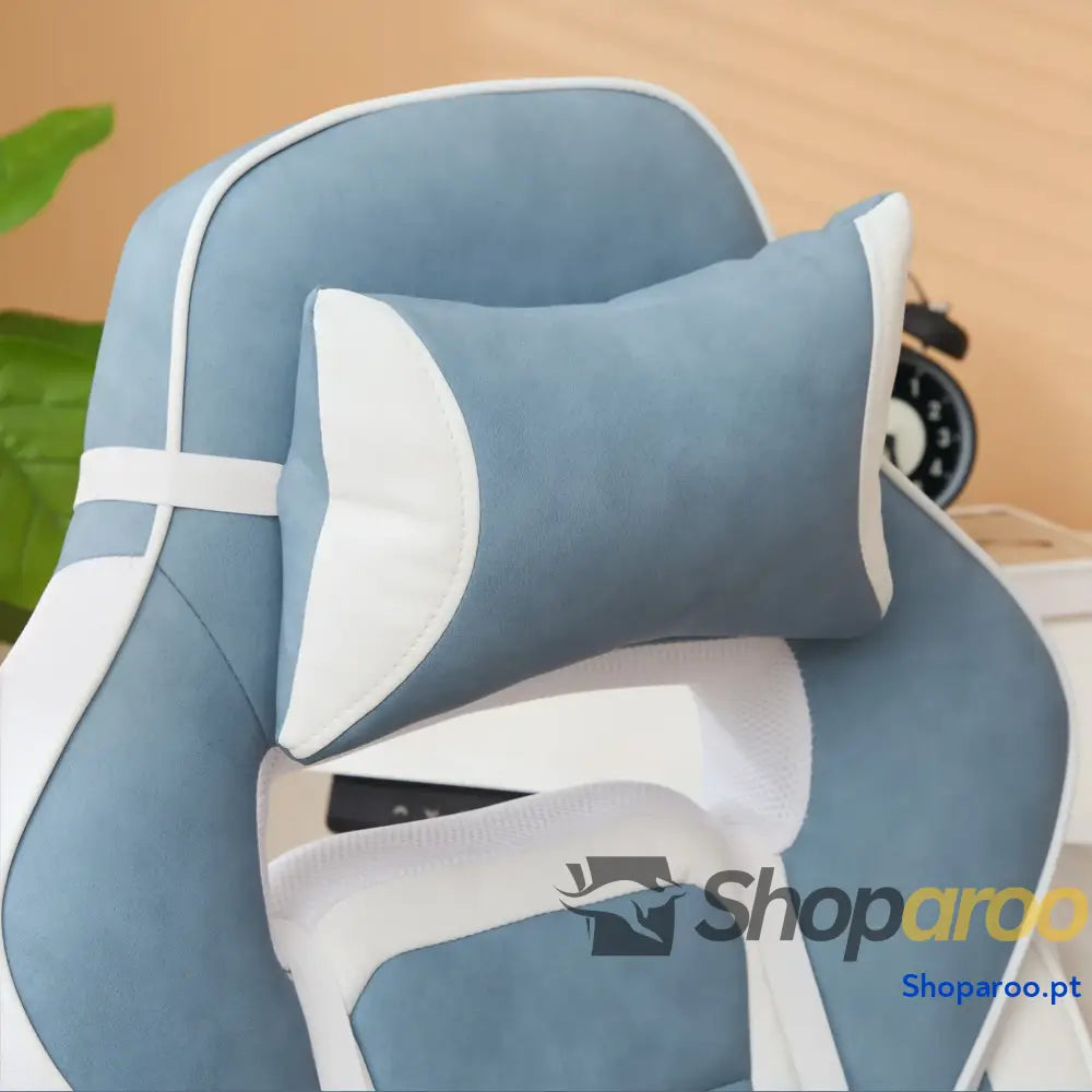Cadeira Gaming de Escritório Reclinável Apoio para os Pés Retrátil Suporte Lombar e Almofada a Cabeça 63x63x115,5 123