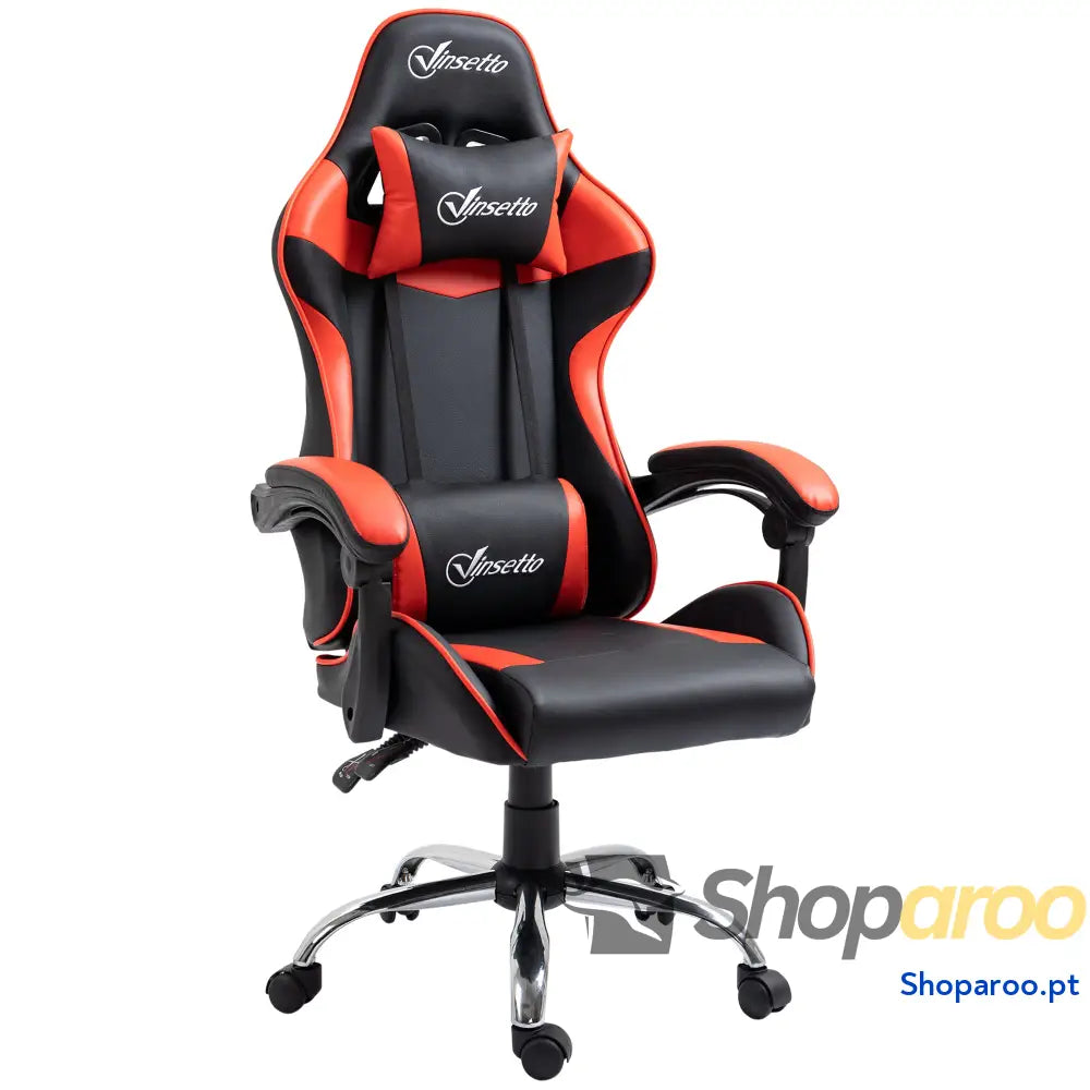 Cadeira Gaming Ergonômica Reclinável com Altura Ajustável Apoio para a Cabeça e Lombar 63x67x122-130cm Rosa Branco