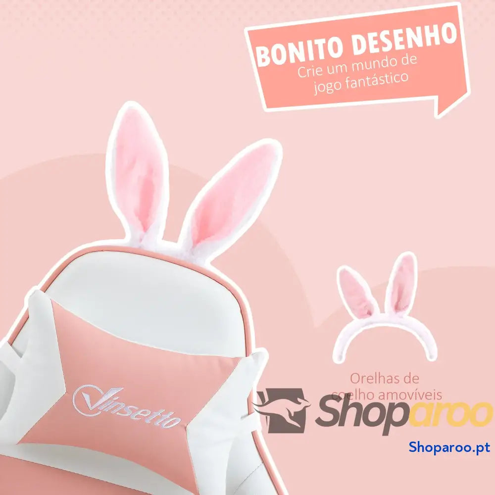 Cadeira Gaming Giratória de Couro PU com Altura Ajustável Inclinável 135° Apoio para a Cabeça 65x63x136-142 cm Rosa