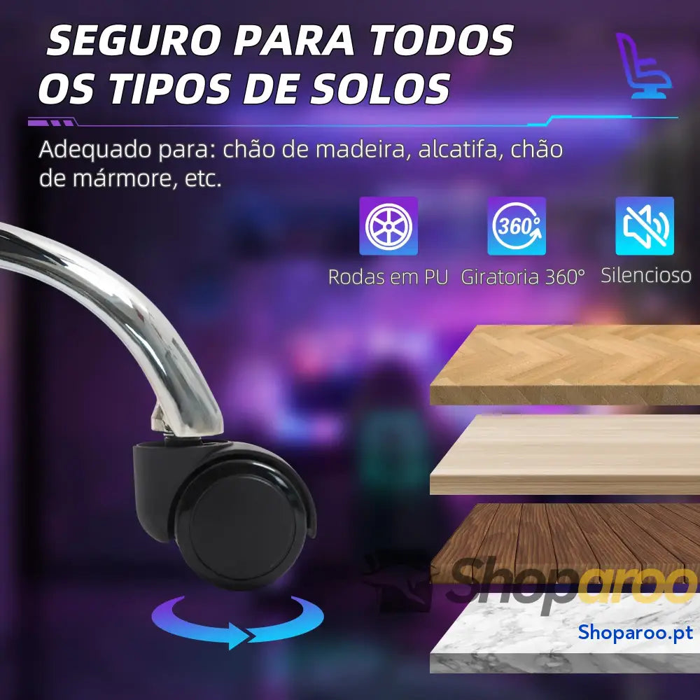 Cadeira Gaming Reclinável com Apoio para os Pés Retrátil Suporte Lombar e a Cabeça 74x73x120 129 cm Cinza Claro Branco