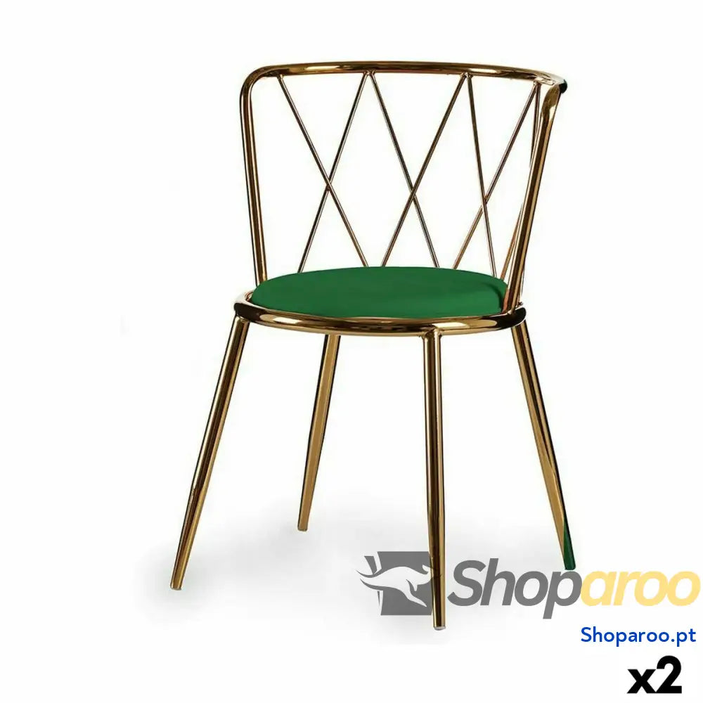 Cadeira Losangos Verde Dourado 50,5 x 73 51 cm (2 Unidades)