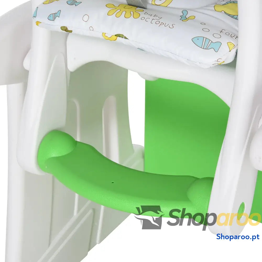 Cadeira para bebês 3 em 1 ajustável verde com mesa integrada