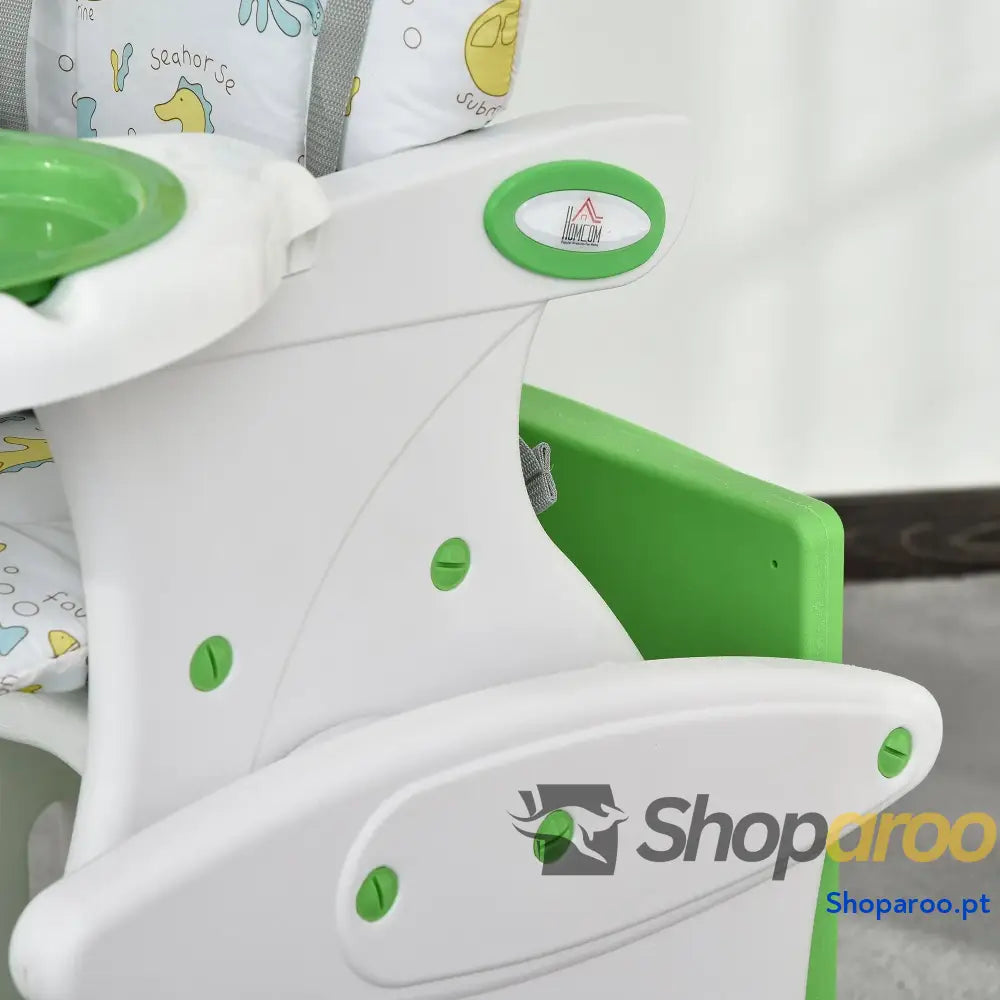 Cadeira para bebês 3 em 1 ajustável verde com mesa integrada