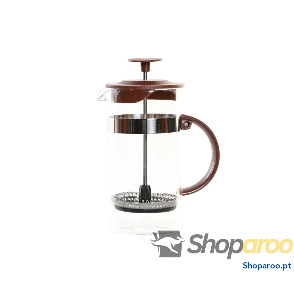 Cafeteira de Êmbolo DKD Home Decor Castanho Transparente Aço inoxidável Vidro Borosilicato 350 ml 16 x 9 18,5 cm