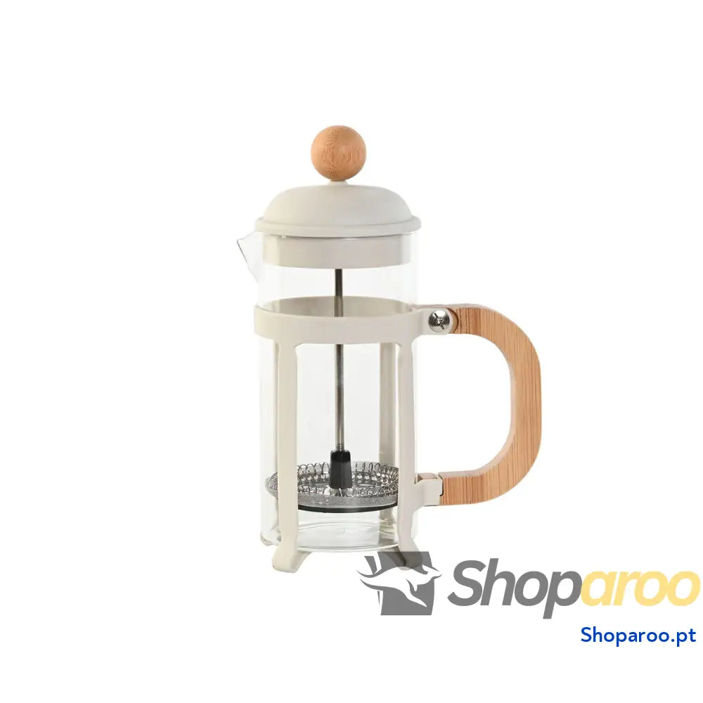 Cafeteira de Êmbolo Home ESPRIT Branco Natural Aço inoxidável Polipropileno 350 ml 13 x 8 19 cm