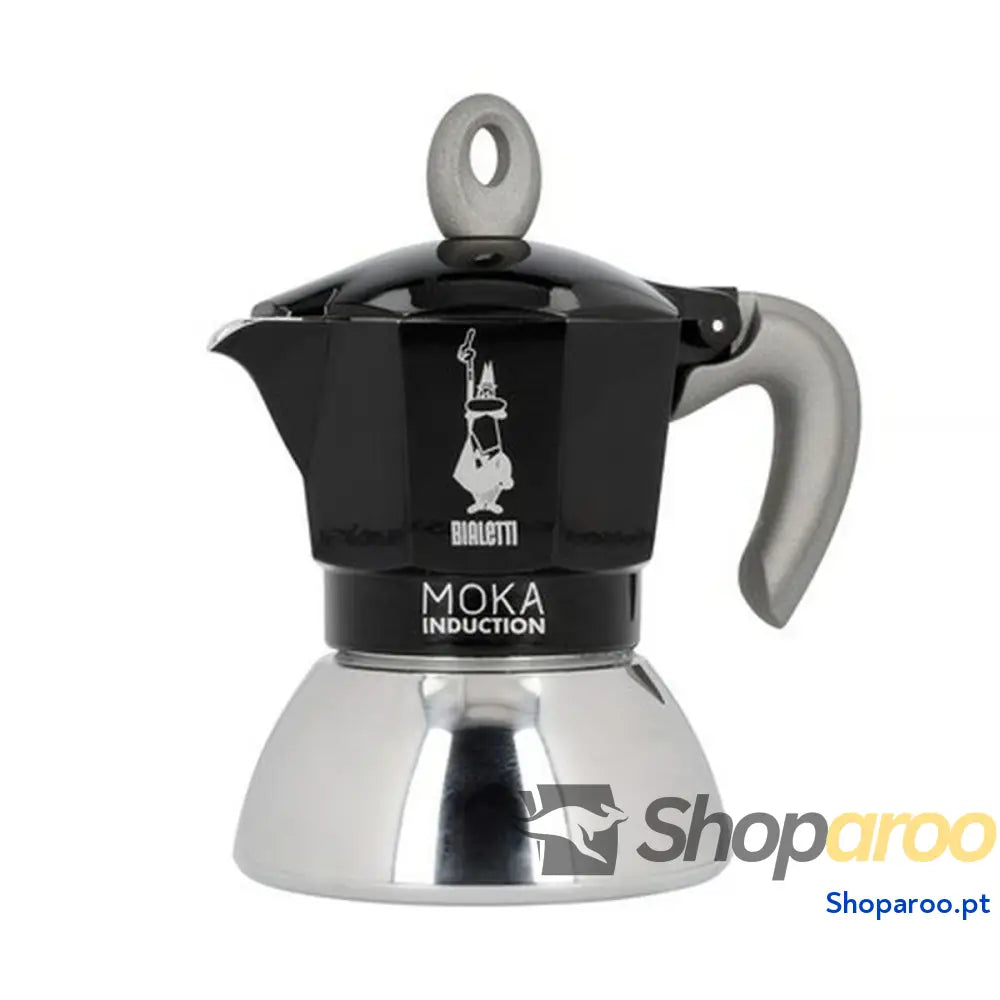 Cafeteira Italiana Bialetti Moka Induction Preto Aço inoxidável Alumínio 100 ml 2 Kopjes