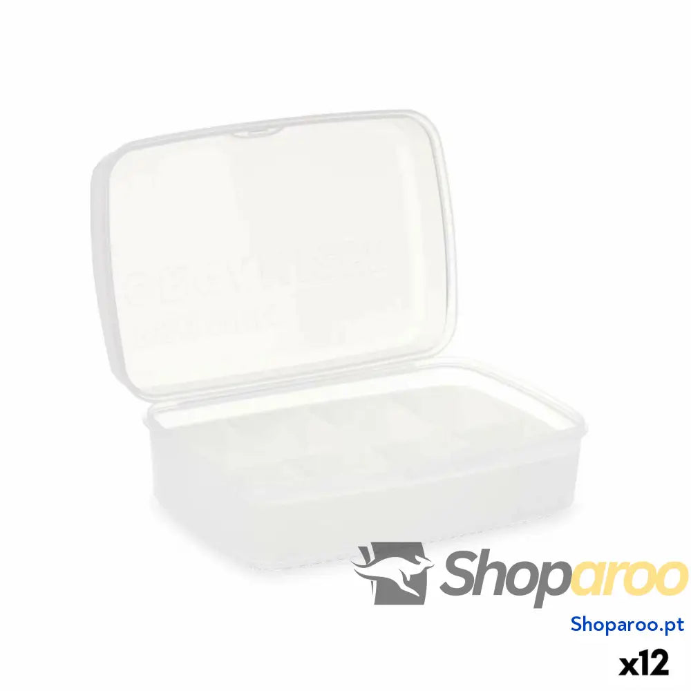 Caixa com compartimentos Kinvara 02 1192 Branco Transparente Plástico 21,5 x 8,5 x 15 cm (12 Unidades)