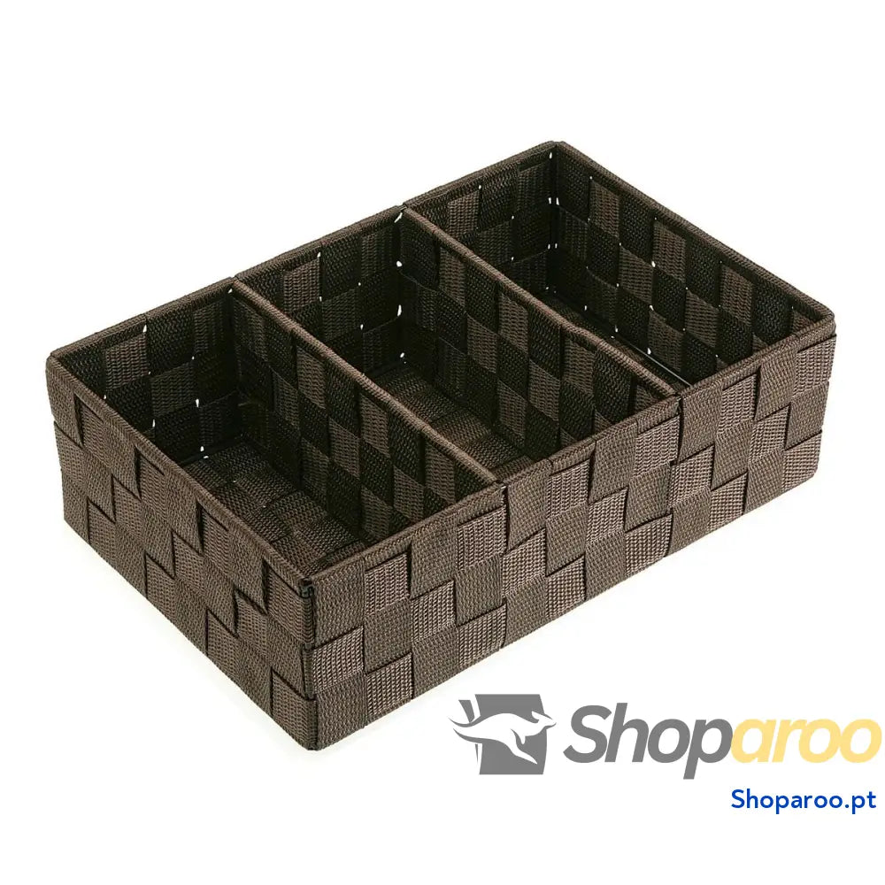 Caixa com compartimentos Versa Catanho escuro 21 x 10 32 cm