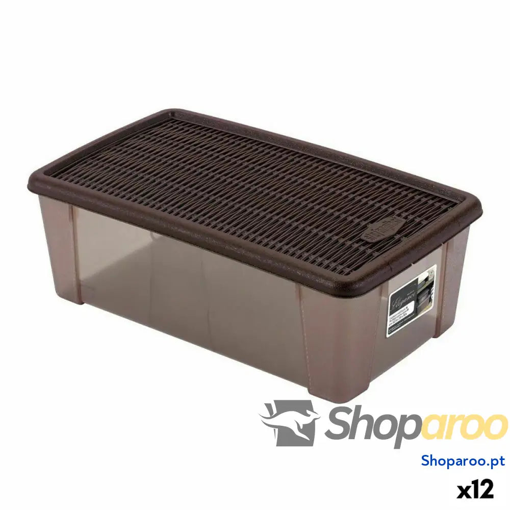 Caixa com Tampa Stefanplast 19,5 x 11,5 x 33 cm Plástico Chocolate 5 L (12 Unidades)