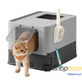 Caixa de areia para gatos com bandeja removível pá escova espaço para grandes carga 15 kg anti filtração fugas bege