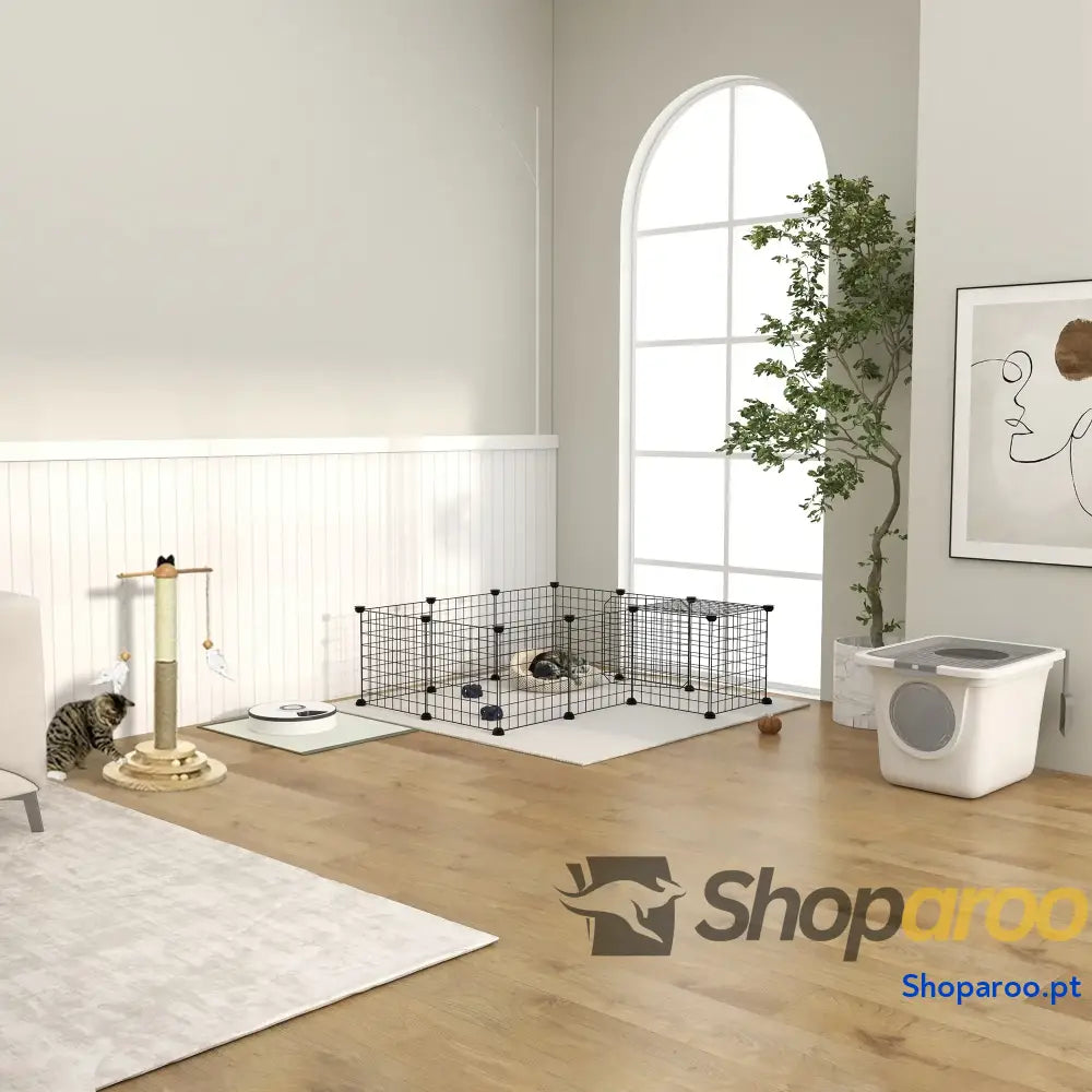 Caixa de Areia para Gatos com Pá Sanita Animais Estimação 2 Portas 44x55x39 cm Branco e Cinza