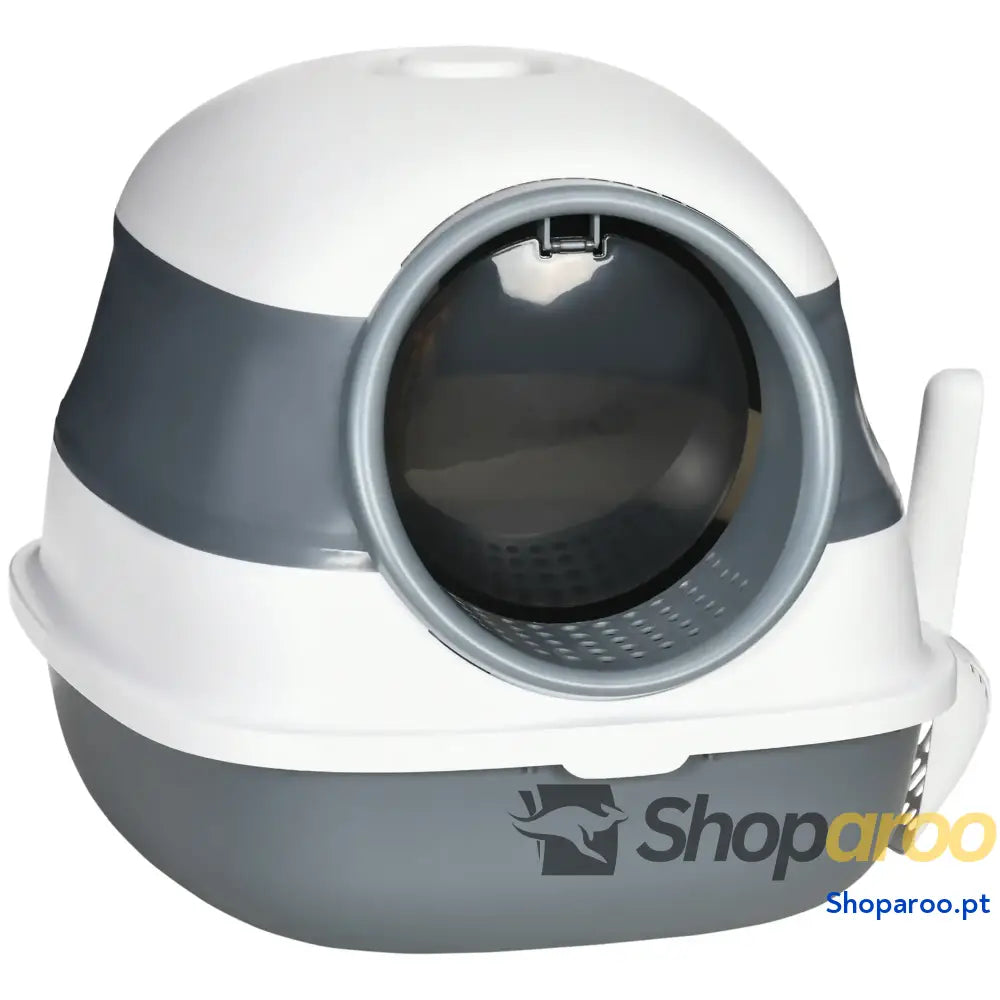 Caixa de Areia para Gatos Dobrável Fechada com Pá 52x41x38 cm Branco e Cinza