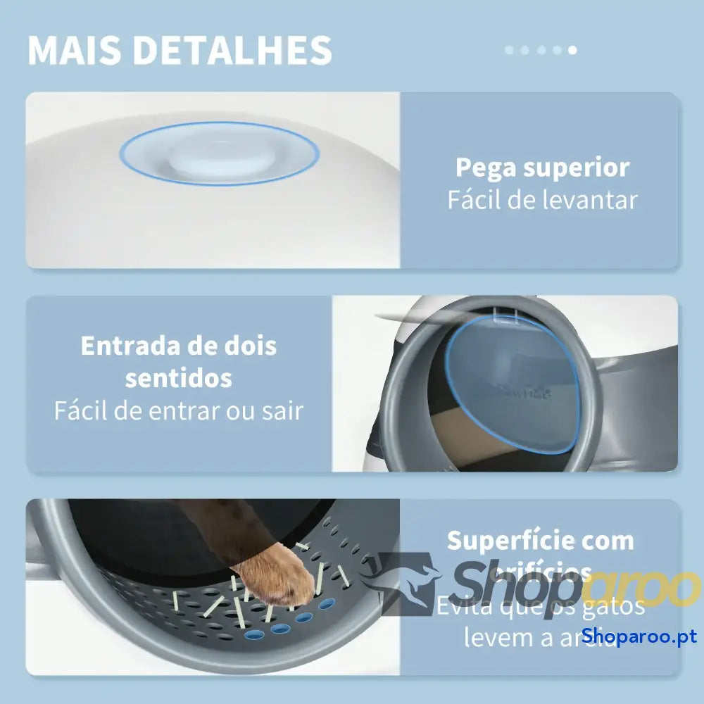 Caixa de Areia para Gatos Dobrável Fechada com Pá 52x41x38 cm Branco e Cinza