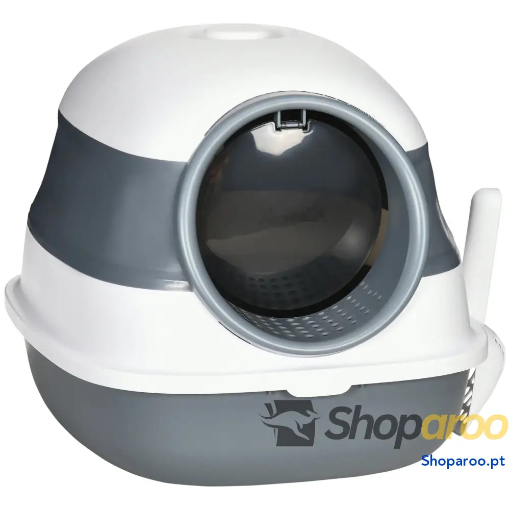 Caixa de Areia para Gatos Dobrável Fechada com Pá 52x41x38 cm Branco e Cinza