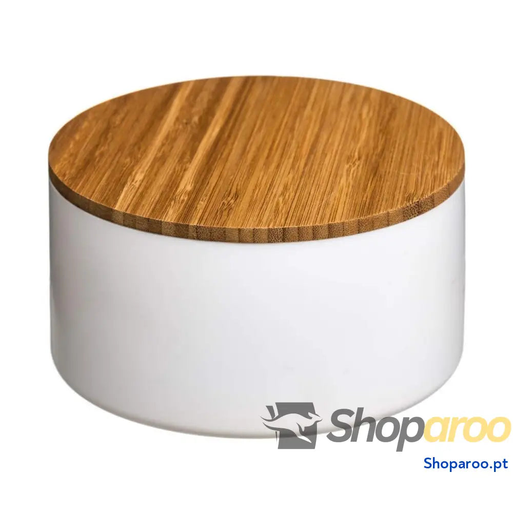 Caixa de Armazenagem com Tampa 5five Simply Smart Natureo Branco Natural Vidro Bambu ABS ø 13,5 x 7 cm