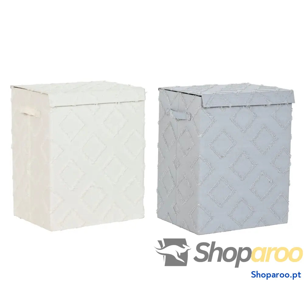 Caixa de Armazenagem com Tampa Home ESPRIT Cinzento Creme 40 x 30 x 50 cm (2 Unidades)