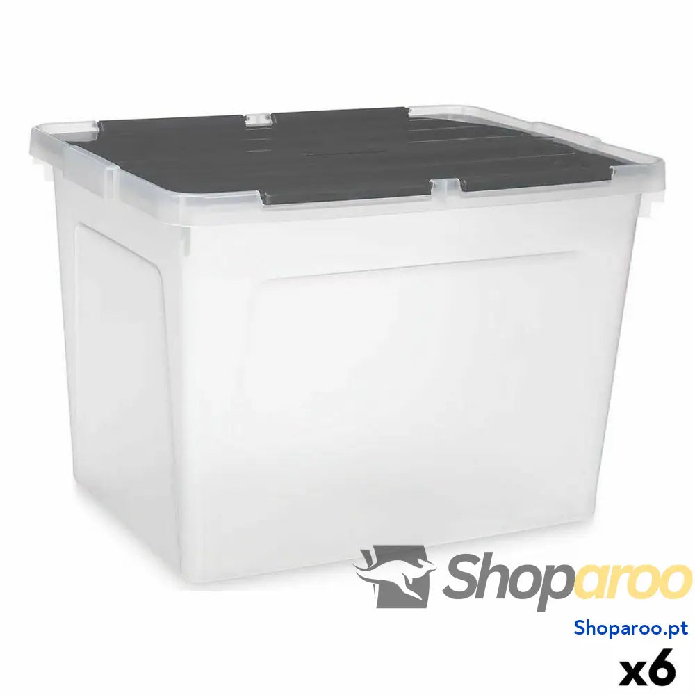 Caixa de Armazenagem com Tampa Kipit 87953 Transparente Antracite Plástico 48 L (6 Unidades)