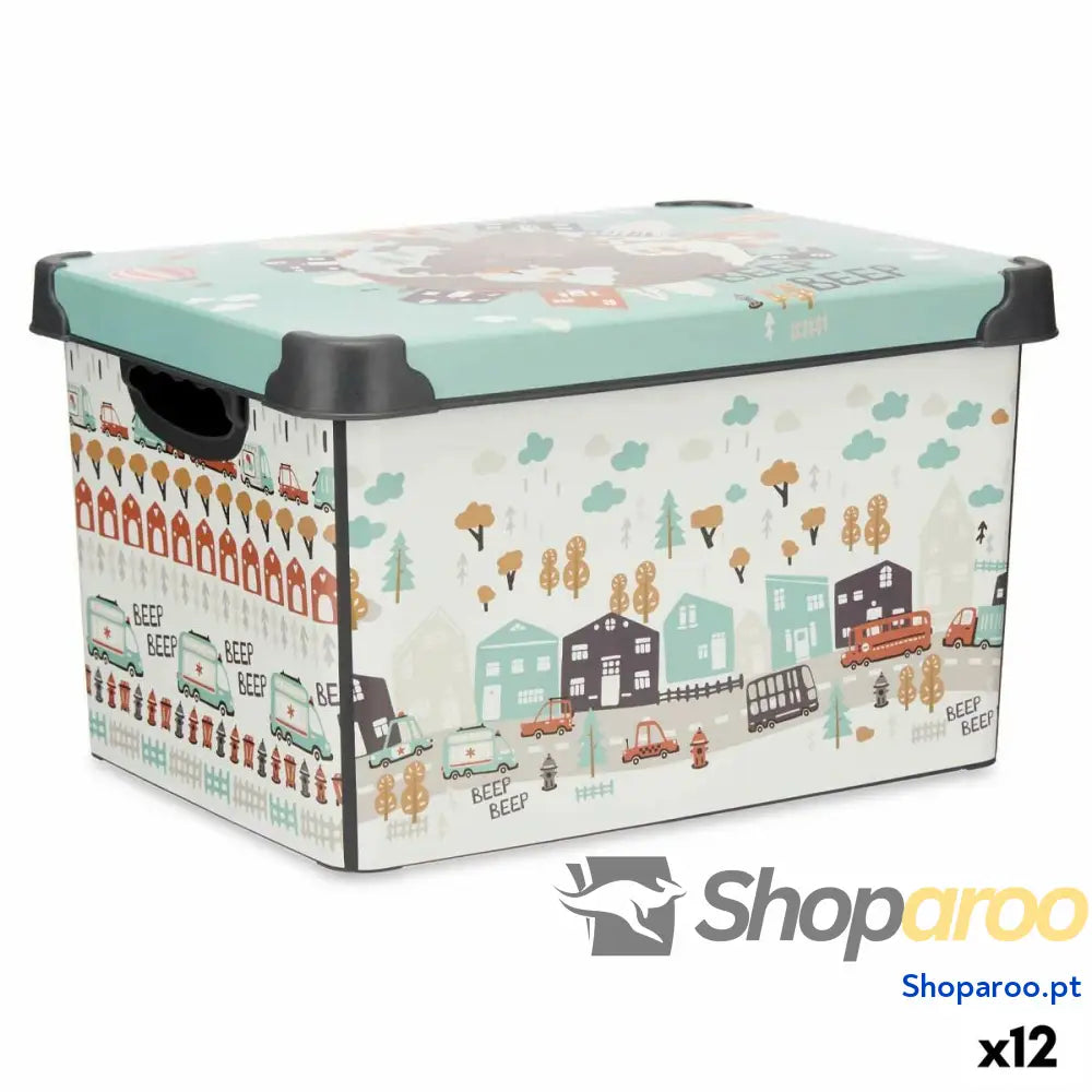 Caixa de Armazenagem com Tampa Kipit STYLE BOX-22L-6 Plástico Estrada 22 L 29,5 x 23,5 x 39,5 cm Infantil (12 Unidades)
