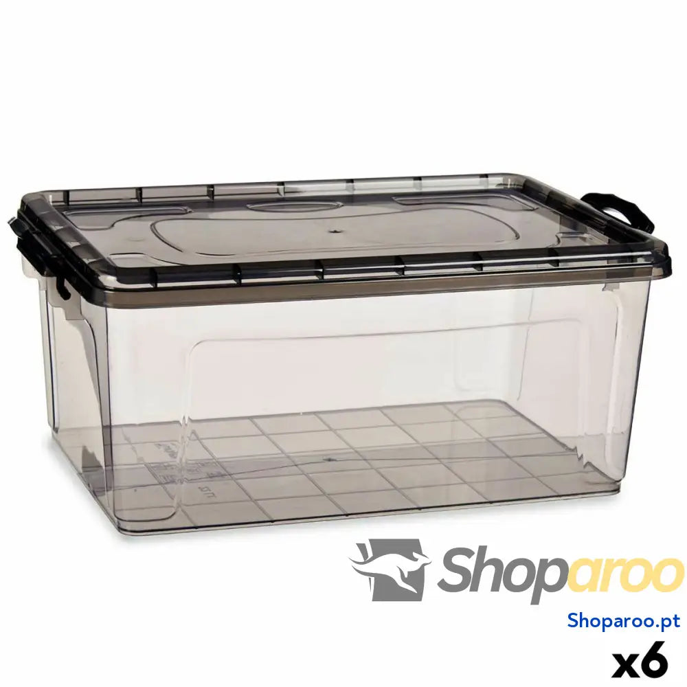Caixa de Armazenagem com Tampa Kipit TP547-2 Antracite Plástico 22 L (6 Unidades)