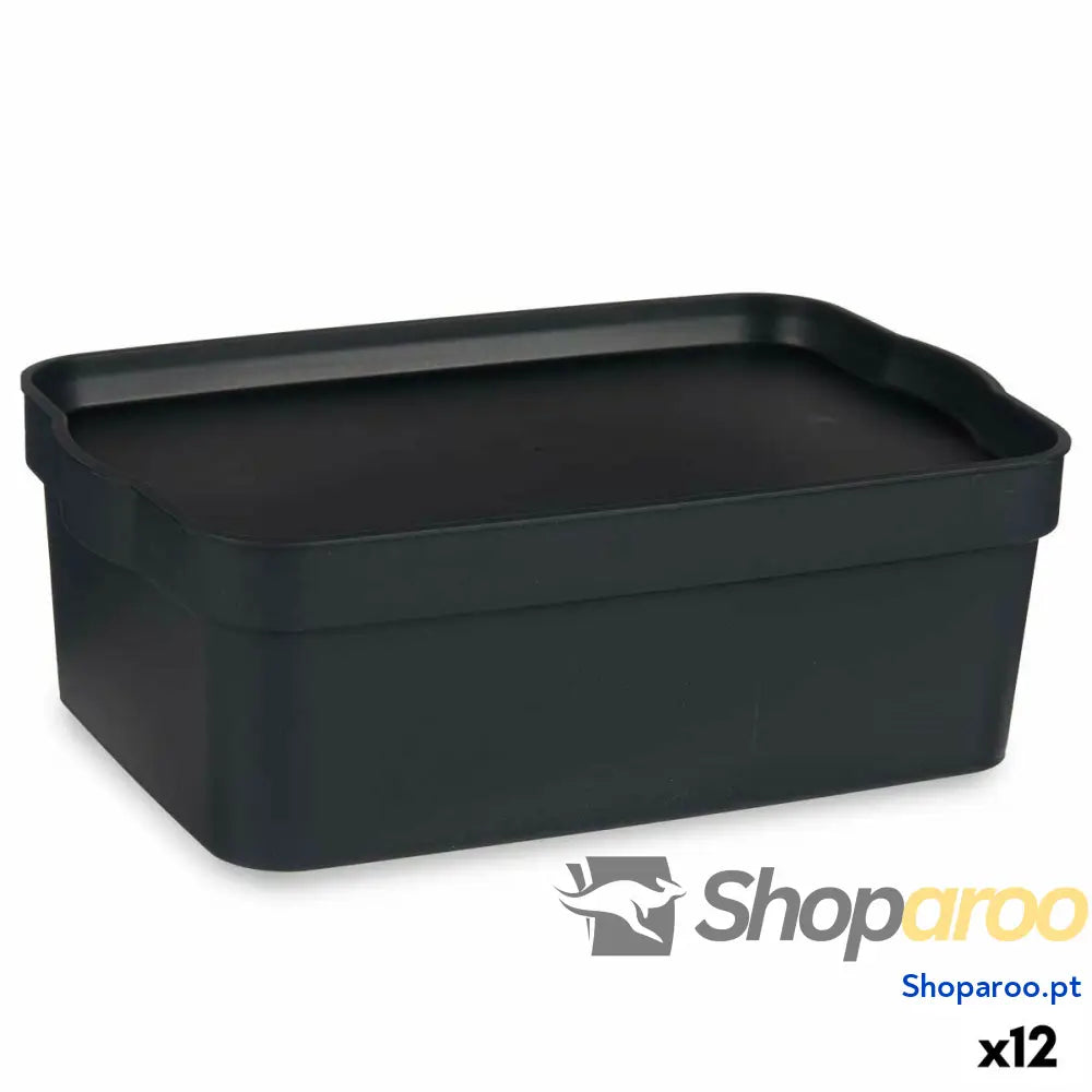 Caixa de Armazenagem com Tampa Kipit TP593-1 Antracite Plástico 6 L 21 x 11 x 32 cm (12 Unidades)
