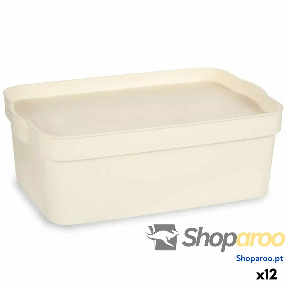 Caixa de Armazenagem com Tampa Kipit TP593-4 Creme Plástico 6 L 21,5 x 11 x 31,5 cm (12 Unidades)