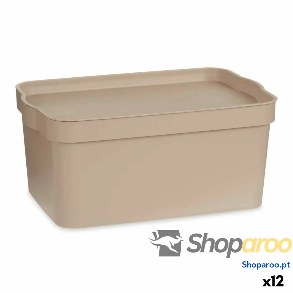Caixa de Armazenagem com Tampa Kipit TP594-3 Bege Plástico 7,5 L 21,5 x 14,5 x 32 cm (12 Unidades)