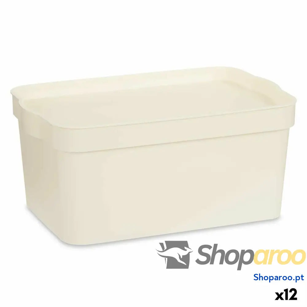 Caixa de Armazenagem com Tampa Kipit TP594-4 Creme Plástico 7,5 L 21,5 x 14,5 x 32 cm (12 Unidades)