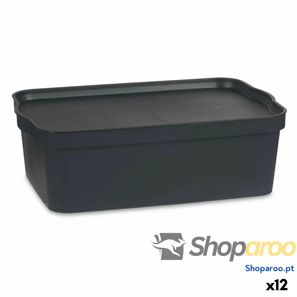 Caixa de Armazenagem com Tampa Kipit TP595-1 Antracite Plástico 14 L 29,5 x 14,3 x 45 cm (12 Unidades)