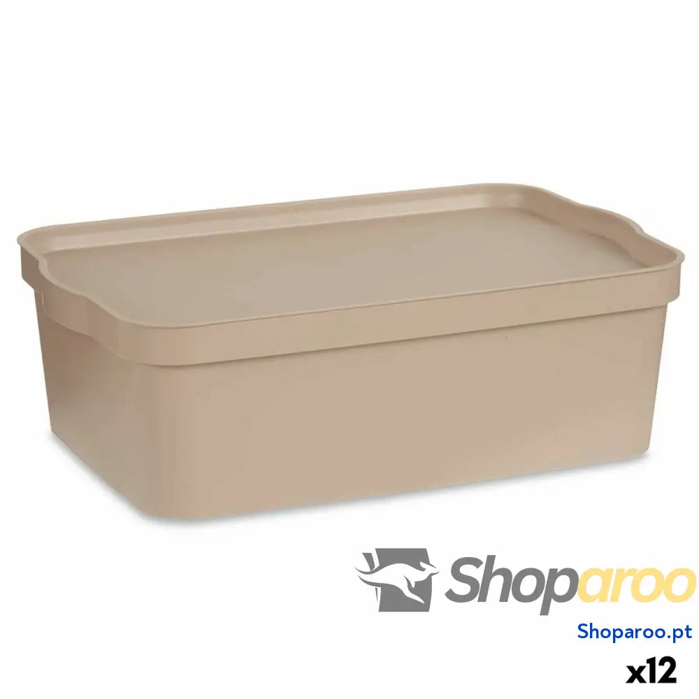 Caixa de Armazenagem com Tampa Kipit TP595-3 Bege Plástico 14 L 29,5 x 14,5 x 45 cm (12 Unidades)