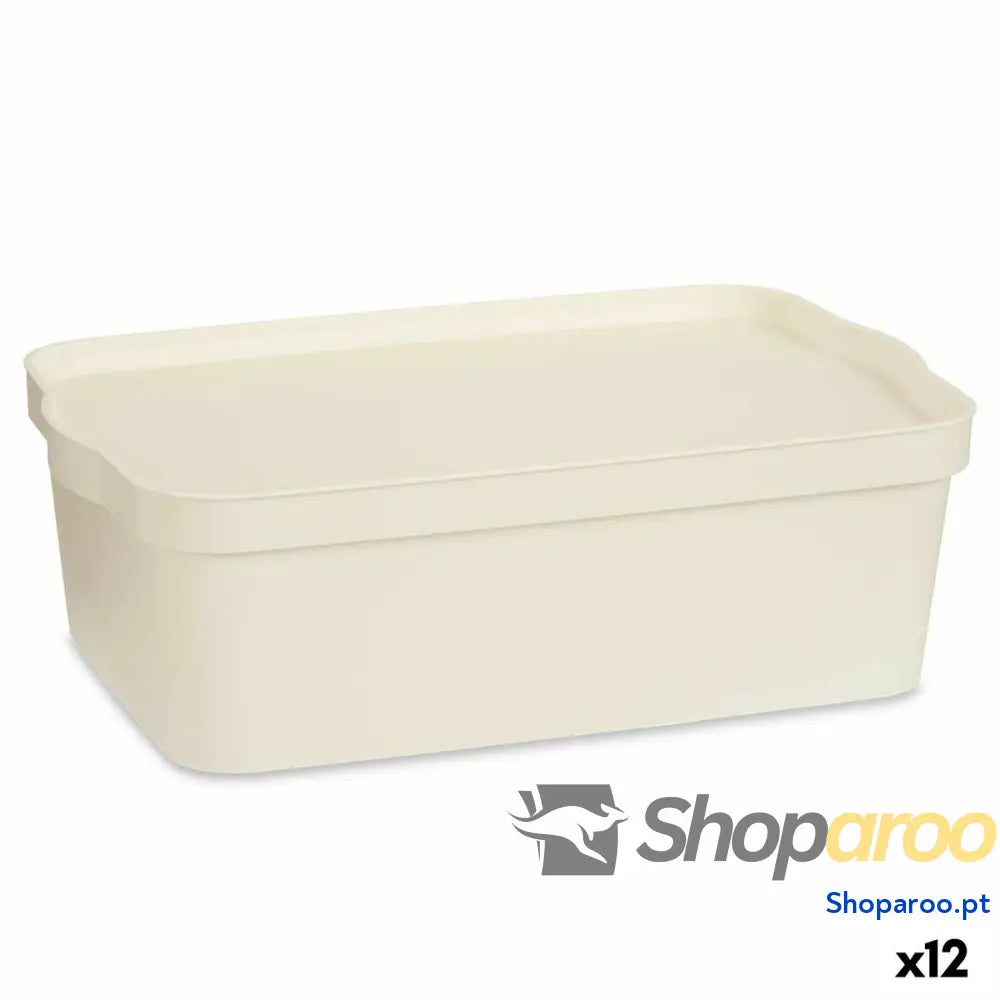 Caixa de Armazenagem com Tampa Kipit TP595-4 Creme Plástico 14 L 29,5 x 14,3 x 45 cm (12 Unidades)