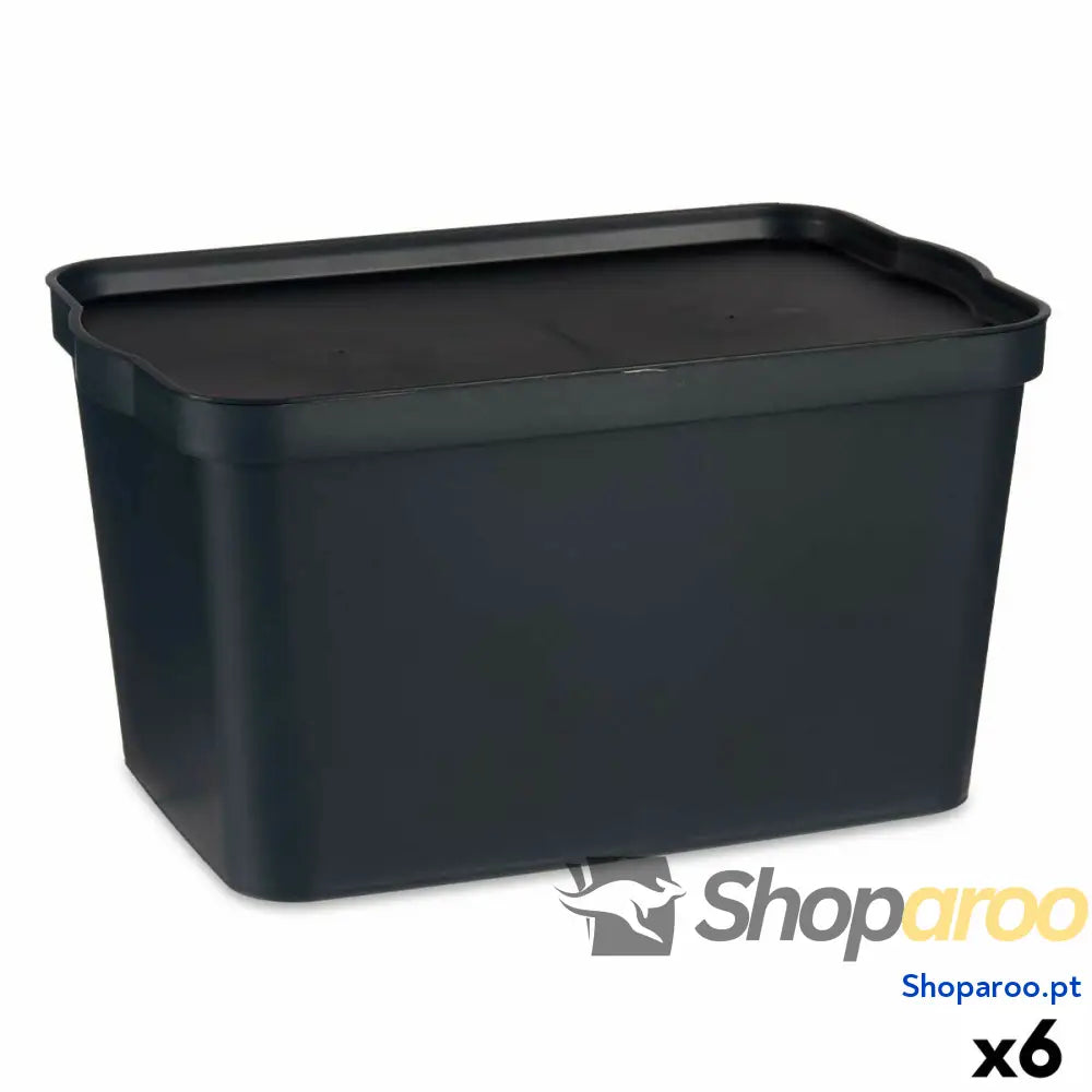 Caixa de Armazenagem com Tampa Kipit TP596-1 Antracite Plástico 24 L 29,3 x 24,5 x 45 cm (6 Unidades)