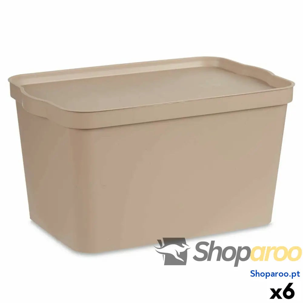 Caixa de Armazenagem com Tampa Kipit TP596-3 Bege Plástico 24 L 29,3 x 24,5 x 45 cm (6 Unidades)