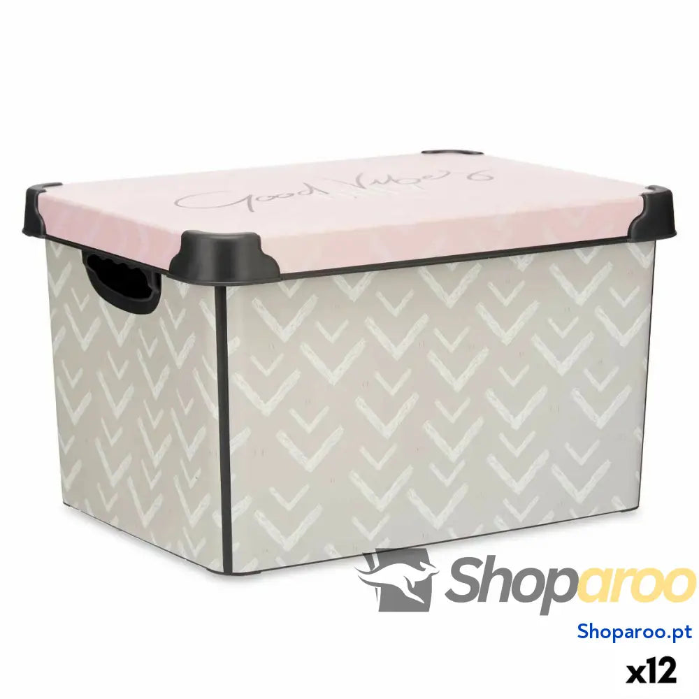 Caixa de Armazenagem com Tampa Kipit Vibes Cor de Rosa Plástico Flechas 22 L 30 x 23,5 x 40 cm (12 Unidades)
