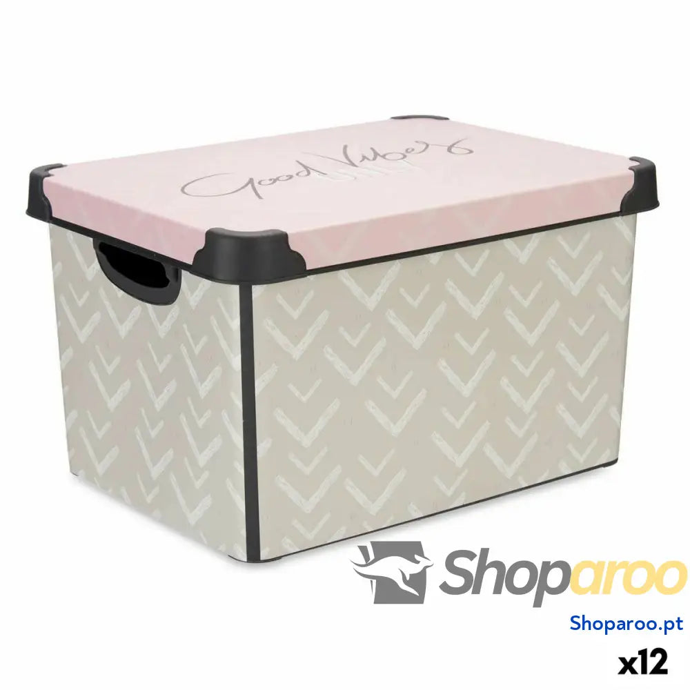 Caixa de Armazenagem com Tampa Kipit Vibes Cor de Rosa Plástico Flechas 17 L 28 x 22 x 37 cm (12 Unidades)